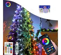 Christmas LED USB String Lights - 10 Meters, Music Sync, Bluetooth Remote Control, Timer, 16 RGB Colors for Tree and Room Decorations