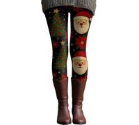 Christmas Leggings for Women High Waisted Workout Athletic Candy Cane Leggings Elastic Waist Soft Comfy Pajama Santa Claus Printed Xmas Pants Festive Holiday Outfits