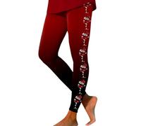 Christmas Leggings for Women UK Christmas Costume Leggings Workout Running Tights High Waisted Leggings Women Elastic Opaque Stretchy Yoga Pants Trousers Christmas Costume (XL) Wine