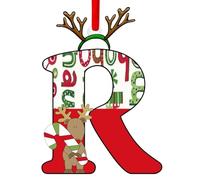 Christmas Letter Ornaments,Personalized Alphabet Decor for Tree, Holiday Home Decorations - Merry Xmas Initial Hanging Pendants (R)