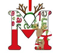 Christmas Letter Ornaments,Personalized Alphabet Decor for Tree, Holiday Home Decorations - Merry Xmas Initial Hanging Pendants (M)