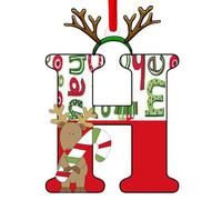 Christmas Letter Ornaments,Personalized Alphabet Decor for Tree, Holiday Home Decorations - Merry Xmas Initial Hanging Pendants (H)