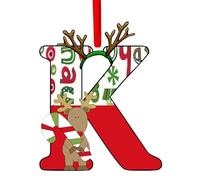 Christmas Letter Ornaments,Personalized Alphabet Decor for Tree, Holiday Home Decorations - Merry Xmas Initial Hanging Pendants (K)