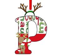 Christmas Letter Ornaments,Personalized Alphabet Decor for Tree, Holiday Home Decorations - Merry Xmas Initial Hanging Pendants (P)