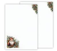 Christmas Letter Paper / Envelope Set with Santa Claus Printed 2 Sides A4 120 g/m² C6 80 g/m² from 10 to 100 Sheets with Envelopes Envelope (50 Writing Paper without Envelopes)