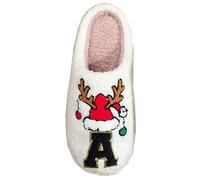 Christmas letter Slippers for Women Men - DIY Soft Plush Fuzzy Cozy House Slippers for Indoor Outdoor Bedroom(A Right,9-10/8-9)