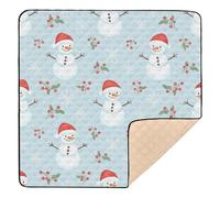 Christmas Light Blue Snowman Holly Snowflake Cute Foldable Baby Activity Play Mat for Floor Lightweight Padded Baby Mat for Baby Toddler Infant, 50'' x 50''