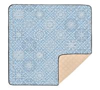 Christmas Light Blue White Snowflake Large Non-Slip Baby Gym & Activity Mat for Floor Portable Tummy Time Mat for Baby Kids Toddlers Infants, 50'' x 50''