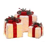 Christmas Light Display Box Set Translucent Fabric 3 Piece Stackable Ornaments for Wedding Party Home Decor 25x25x25cm(A)
