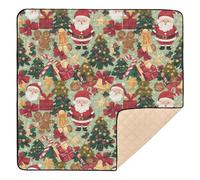 Christmas Light Green Santa Gift Tree Large Sturdy Baby Play Mat for Floor Non-Toxic Baby Kick Crawling Mat for Babies Infants Toddlers, 50'' x 50''