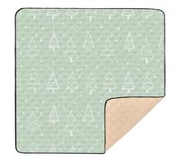 Christmas Light Green White Sketch Trees Dots Large Sturdy Baby Playmat for Floor Cozy Breathable Padded Baby Mat for Newborns Babies Infants Toddlers, 50'' x 50''