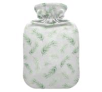 Christmas Light Grey Green Pine Needles Hot Waterbottle with Soft Cover, 1L Warmer Bag for Menstrual Cramps