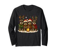 Christmas Light Reindeer Santa Christmas Miniature Schnauzer Long Sleeve T-Shirt