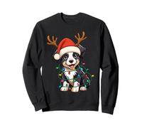 Christmas Light Reindeer Santa Hat Australian Shepherd Xmas Sweatshirt