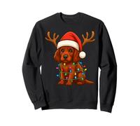Christmas Light Reindeer Santa Hat Irish Setter Xmas Sweatshirt