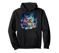 Christmas Light Show House Watercolor Glow Art Pullover Hoodie