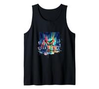 Christmas Light Show House Watercolor Glow Art Tank Top