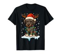Christmas Light Snow Reindeer Santa Hat Irish Wolfhound Xmas T-Shirt