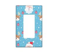 Christmas Light Switch Cover Plates/Outlet Covers, Blue Santa and Reindeer Design, Fun Holiday Decor, Thermoplastic Wall Plates, Standard Size Single Rocker