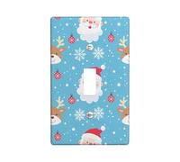 Christmas Light Switch Cover Plates/Outlet Covers, Blue Santa and Reindeer Design, Fun Holiday Decor, Thermoplastic Wall Plates, Standard Size Single Toggle