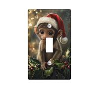 Christmas Light Switch Wall Plates, Christmas Monkeys Red Santa Hat for Festive Wall Decoration, Thermoplastic Wall Plates, Standard Size to