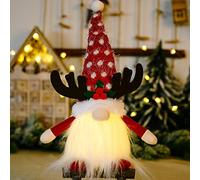 Christmas Light Up Gnome Decoration - Christmas Gonks With Light, Handmade Swedish Santa Antlers Gnomes with Glitter Hat, Christmas Craft Gonk Elf, Light Up Gnome Decor for Holiday (Red-A, 1PC)
