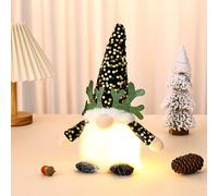 Christmas Light Up Gnome Decoration - Christmas Gonks With Light, Handmade Swedish Santa Antlers Gnomes with Glitter Hat, Christmas Craft Gonk Elf, Light Up Gnome Decor for Holiday (Black, 1PC)