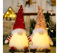 Christmas Light Up Gnome Decoration, Christmas Gonks With Light, Light Up Gnome Decoration, Handmade Swedish Santa Gnomes, with Glitter Hat, Xmas Craft Gonk Elf, for Holiday Indoor Decor (Red+Pink)