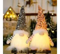 Christmas Light Up Gnome Decoration, Christmas Gonks With Light, Light Up Gnome Decoration, Handmade Swedish Santa Gnomes, with Glitter Hat, Xmas Craft Gonk Elf, for Holiday Indoor Decor (Pink+Gray)