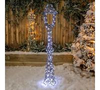 Christmas Light Up Grey Weave Lamp Post 1.8m with 200 Warm White/White LED's
