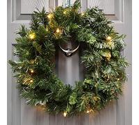 Christmas Light Up LED Door Set - Garland, Wreath and 2 Trees in Gold Pots