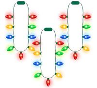 Christmas Light up Necklace, 100PCS 3 Glow Modes Christmas Accessories with Colorful Bulbs, Xmas Bulb Necklaces Decorations for Party Favors Xmas Ugly Sweater New Years Family Party Decor