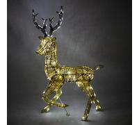 Christmas Light Up Reindeer Gold Stag - 120cm 200 Ice White LED
