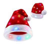 Christmas Light Up Santa Hat - Color-Changing Hat, Plush Santa,Classic Christmas Cosplay, Party for Adults, Kids