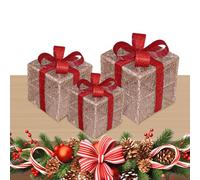 Christmas Lighted Boxes, 3 Pieces Seasonal Decoration | Christmas LED - for Owners Event Planners Apartment Office Shelf Entryway Window Living Room Bedroom