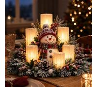 Christmas Lighted Centerpiece with Flameless Candle Glow, Reindeer Decor | Festive reindeer table centerpiece with flameless candle glow, Christmas Gif for dining table and mantel holiday decor.