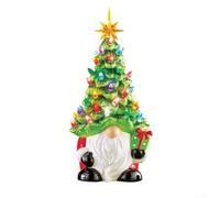 Christmas Lighted Gnome Tree Figurine With Battery Operation, Resin Build For Convenient Placement In Small Or Large Indoor Holiday Settings