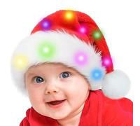 Christmas Lighted Soft Plush Beanie Hat - Classic LED Santa Hat - Fleece Material, Adjustable Size, Eye-Catching Glow | Party for Adults, Kids, Family Gatherings and