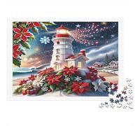 Christmas Lighthouse Scene_2 Family Puzzles 1000 Pieces with High Definition Print Centenary Jigsaws for A Sustainable Hobby As Wall Art Puzzle 52x38cm/1000pcs