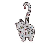 Christmas Lights Cat Butt Holiday Kitten Kitty Cute Kawaii Glitter Lapel Enamel Pin Button Badge