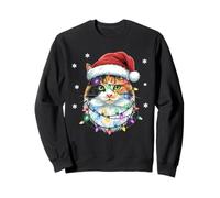 Christmas Lights Cat Santa Hat Xmas Funny Christmas Cat Sweatshirt