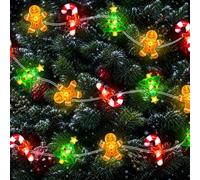 Christmas Lights Decorations Indoor Outdoor, 9.8Ft Xmas Fairy String Lights | Xmas Tree Gingerbread Candy Cane Christmas Lights Decorations for Tree Bedroom Living Dining Room Windows Wall Party Decor