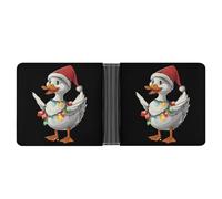 Christmas Lights Duck Wearing Xmas Hat Swan Leather Wallets for Men Slim Bifold Wallet Credit Card Holder Front Pocket Wallets