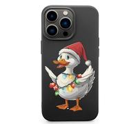 Christmas Lights Duck Wearing Xmas Hat Swan Phone Case Compatible with iPhone 13Mini/13/Pro/Pro Max Shockproof Protective Cover Case