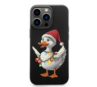Christmas Lights Duck Wearing Xmas Hat Swan Phone Case Compatible with iPhone 13Mini/13/Pro/Pro Max Shockproof Protective Cover Case