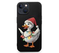 Christmas Lights Duck Wearing Xmas Hat Swan Phone Case Compatible with iPhone 13Mini/13/Pro/Pro Max Shockproof Protective Cover Case