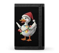 Christmas Lights Duck Wearing Xmas Hat Swan Trifold Wallets Slim Coin Purse Credit Card Holder Wallet Money Clip for Women Men