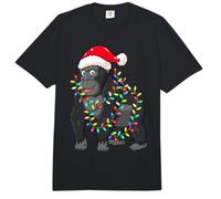 Christmas Lights Gorilla Wearing Xmas Hat - Gorilla Lover Comfort Colors Adult Heavyweight T-Shirt