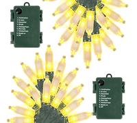 Christmas Lights Indoor 2 Pack 16.5 Ft 50 LED Fairy Lights Battery Operated Outdoor Waterproof Mini String Lights 8 Lighting Modes for Xmas Tree Party Wedding Festival Decor (Yellow)