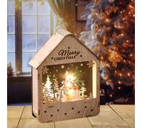 Christmas Lights Indoor Santa Claus Cabin Luminous Wooden House Desktop Ornaments Painted LED Night Light Decorations for Xmas New Year Holiday Party Supplies